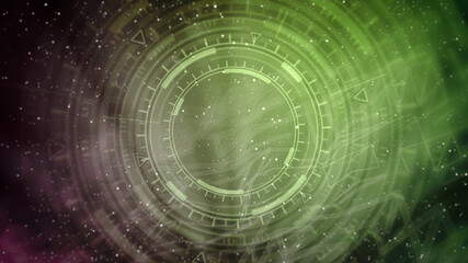 Abstract 3D illustration - colorful digital abstract background of moving ui circles, science concept