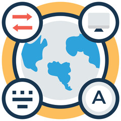 Flat modern icon of worldwide Education Vector 