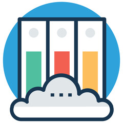 Online education Cloud Library Vector Icon
