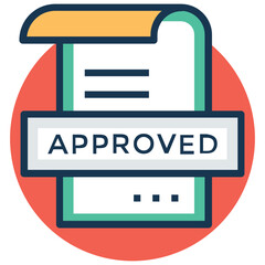 Approved document with circle background Vector Icon