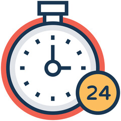Flat vector icon for stopwatch designed for full day service and time concepts 