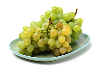 Green grapes on white background