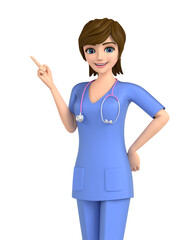 3D illustration character - A female doctor is guiding you