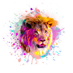 lion head on a green background