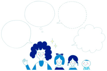 お母さんと子供達でふきだし案内