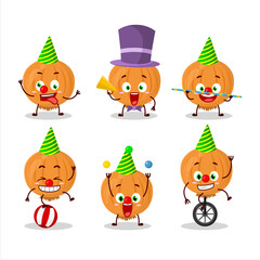 Cartoon character of onion with various circus shows