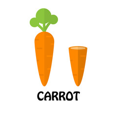 Vector Illustration Flat Carrot isolated on white background , Raw materials fresh vegetable