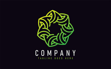 Abstract Modern Logo Design Based From Circular Round Lines. Geometric Colorful Lines Symbol. Usable For Business, Community, Foundation, Services, Tech, Company. Vector Logo Design Illustration.