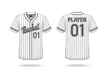 Specification Baseball T Shirt Mockup  isolated on white background , A sample design elements or text number on the shirt , blank for printing , vector illustration