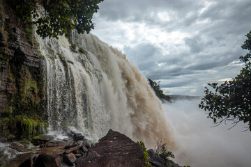 Salto El Hacha, waterfall located in the Canaima Lagoon, Venezuela