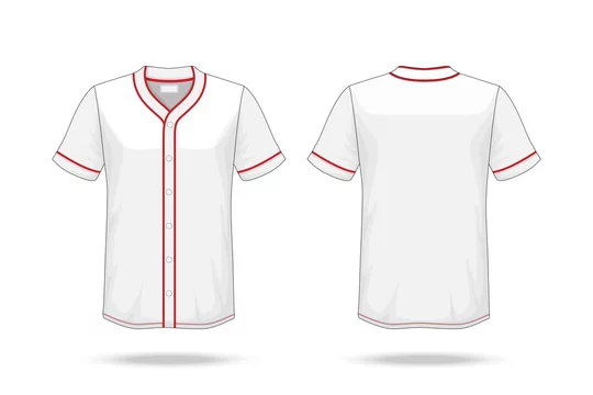 Specification Baseball T Shirt white red Mockup isolated on white