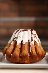 Sweet yeast cake with sugar icing