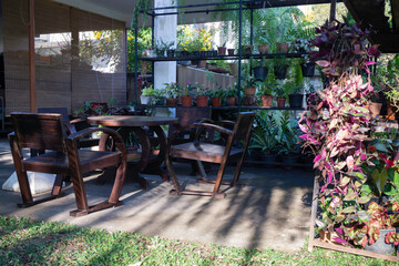 Beautiful summer green garden minimal style