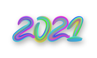 2021. New year holiday poster design with mesh gradient.