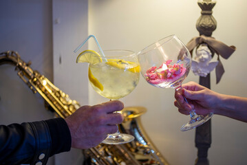 man playing saxophone