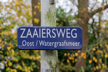 Street Sign Zaaiersweg At Amsterdam The Netherlands 27-11-2020