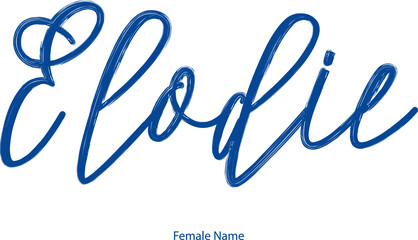 Fototapeta na wymiar Elodie Cursive Calligraphy Blue Color Text of Female Name 