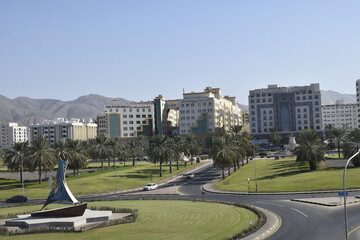 Beautiful Oman city view. Construction Works. Cityscape Building in Oman. Muscat, Oman. 