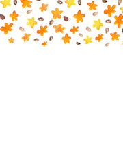 オレンジ花のフレーム水彩