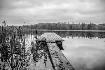 Dock on a Frozen Lake in Latvia