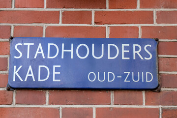 Street Sign Stadhouderskade At Amsterdam The Netherlands 2019