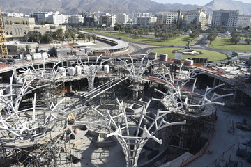 Obraz premium Beautiful Oman city view. Construction Works. Cityscape Building in Oman. Muscat, Oman. 