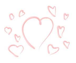 Vector Heart shape frame with brush painting isolated on white b