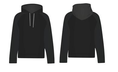 Black two colored hoodie. vector