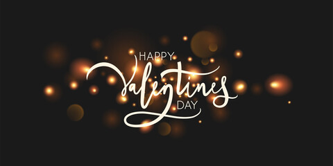 Fototapeta na wymiar Bokeh lights over dark. Valentine's Day card design. Vector illustration