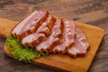 Tasty smoked pork brisket slice