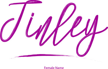 Tinley Woman's name. Hand drawn lettering. Vector Typography Text