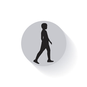 recommend clip art: Walk. Race walking. Sports icon.
                    Vector drawing in cartoon style. Healthy lifestyle concept black and white silhouette