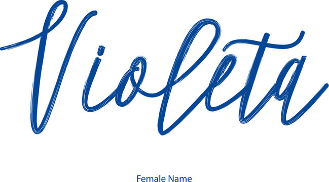 Violeta Woman's name. Hand drawn lettering. Vector Typography Text