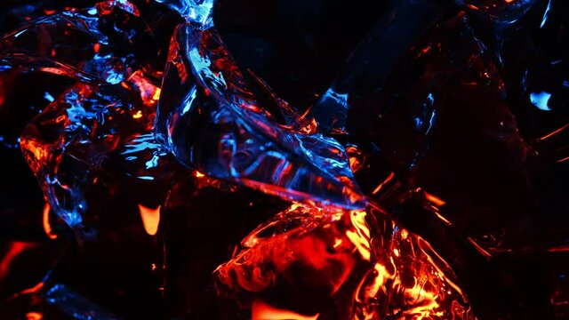 fire and ice cubes on black background