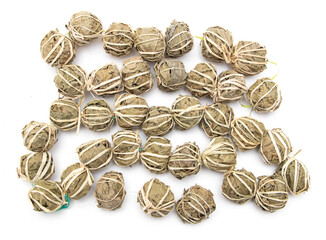 Fototapeta na wymiar Close up of balls of dried tea leaves