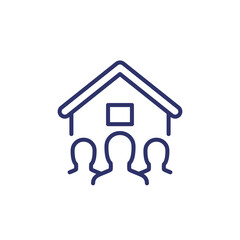 tenants, house residents line icon on white