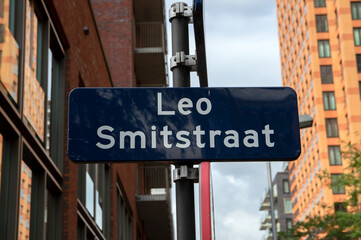 Street Sign Leo Smitstraat At Amsterdam The Netherlands 2019