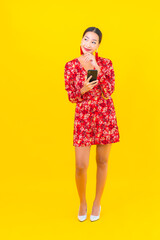 Portrait beautiful young asian woman use smart mobile phone