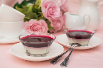 Delicious Italian dessert with fresh berry sauce.