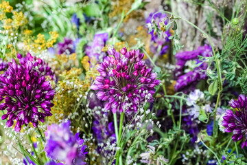 Fototapeta premium A bouquet of wild, wild flowers of bright color.