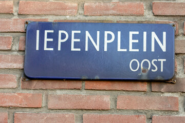 Fototapeta na wymiar Street Sign Iepenplein At Amsterdam The Netherlands 16-12-2020