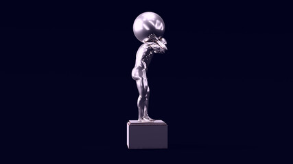 Atlas Statue Holding up the Celestial Heavens with Bright White 80s lighting 3d illustration render	