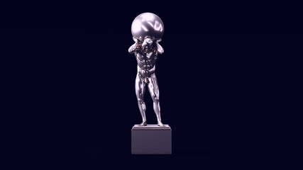 Atlas Statue Holding up the Celestial Heavens with Bright White 80s lighting 3d illustration render	