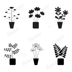 Collection of flowers pots, hand drawn design.