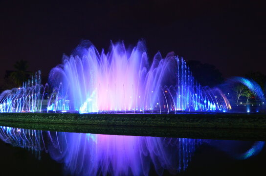 Musical Fountain In The Night