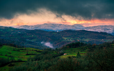 View at the Teggina Valley (in Casentino) just before the sunset

