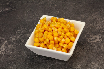 Sweet corn seeds in the bowl