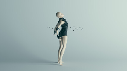 Futuristic Female Assassin Character in Pure Black Bodysuit with with the power of telekinesis 3d illustration render