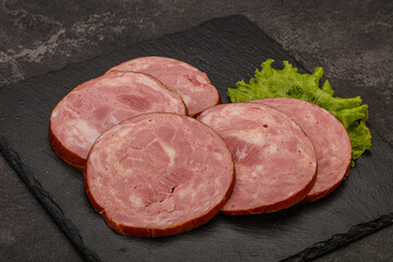 Slices of pork meat ham