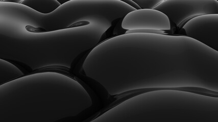 Obraz premium Abstract black background. Smooth black wave. Glossy Plastic. Dark luxury texture. Oil, petroleum. Black tar, gum. 3d rendering
